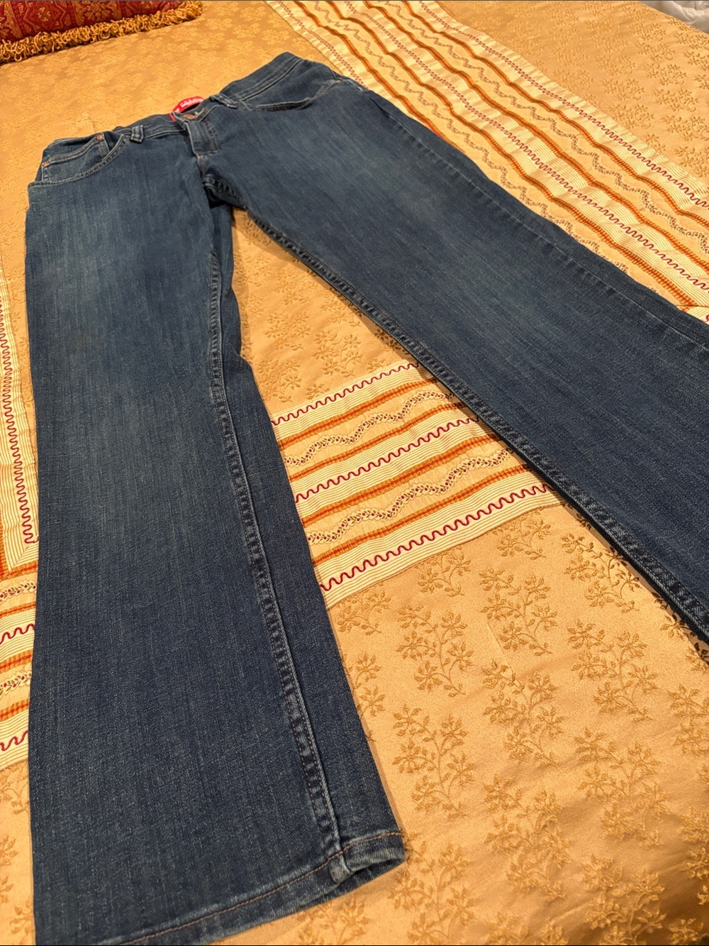Lee Premium Regular Dark Blue Denim Jeans, Cotton Blend, Straight Leg, 18 R
